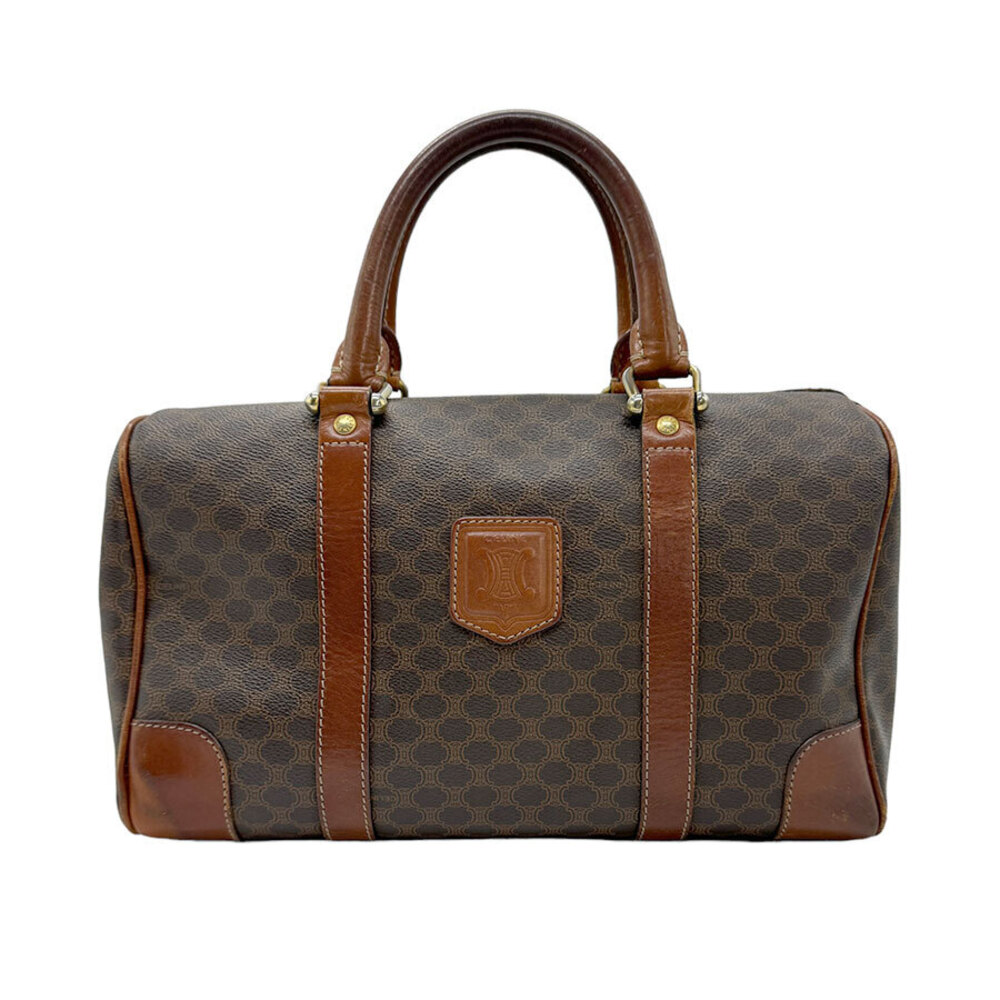 Celine Handbag Boston Bag Macadam Canvas Brown